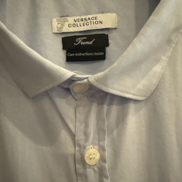 BIG & TALL LUXURY Versace Collection Trend Blue Dress Shirt Size 2XL EUC - Picture 6 of 11